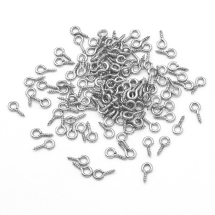 Haczyki Wkręty z Pętlą, Stal Nierdzewna, dla Koralików z Półotworami, 10x4x1mm, 500szt (13WB32222)