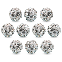 Koraliki Shamballa z Cyrkoniami, Klasa A, z Gliny Polimerowej, Okrągły, Kryształ, 4mm, 10szt (13WB32966)