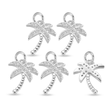 Zawieszka Wisiorek Palma, Mosiądz z Circonia, Platyna/Bezbarwny, 14x10x1.5mm, Otwór 3mm, 5szt (13WB33038)
