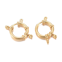 Zapięcie Kółko Sprężynowe, Stal Nierdzewna, Pozłacane 24K, 16x2.5mm, 2szt (13WB33045)