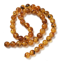 Koraliki Naturalny Bursztyn, Okrągłe, 7.5-9mm, Otwór 0.7mm, około 43szt/35cm/sznur (13WB33085)