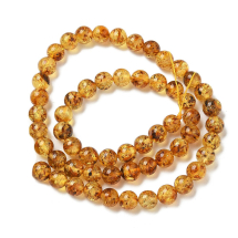 Koraliki Naturalny Bursztyn, Okrągłe, 6mm, Otwór 1mm, około 55szt/36cm/sznur (13WB33086)