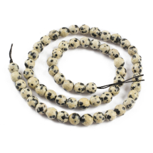 Koraliki Kamień Naturalny Jaspis Dalmatyński, Kulki, Fasetowany, Biały Navajo, 6mm, 60szt/35cm/sznur, (13WB33090)