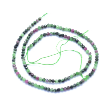 Koraliki z Naturalnego Rubinu w Zoisycie, Okrągłe, Fasetowane, 3mm, okolo 122szt/36.5cm/sznur, (13WB33111)
