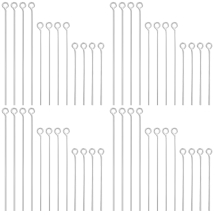 Zestaw Szpilki Haczyki Jubilerskie z Oczkiem, Mosiądz, Srebrny, 30-50x0.7mm, 600szt/zestaw, (13WB33137)