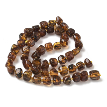 Koraliki Naturalny Bursztyn, Samorodek, Fasetowany, 5.5-7x5.5-7x6-7мм, Otwór 0.6mm, około 48szt/36.5cm/sznur (13WB33188)