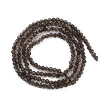 Koraliki Kamień Naturalny Kwarc Dymny, Kulki Fasetowany, Klasa AA, 2mm, 175szt/38cm/sznur (13WB33204)