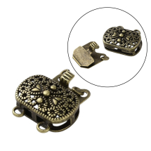 Zapięcie Pudełko, Mosiężne, 2-rzędowe, 4-otworowe, Owalne, Brązowy, 14.5x16x5.5mm, 1szt (13WB33196)