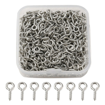 Haczyki Wkręty z Pętlą, do Koralików z Półotworem, Żelazo, Platynowy, 10x5x1.2mm, Otwór 2.8mm, 500szt/zestaw (13WB33189)