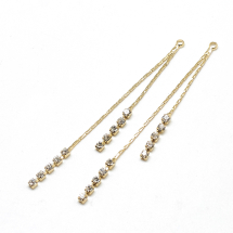 Zawieszka Frędzel Dużaz Łańcuszków? Mosiężne z Cyrkoniamy, Pozłacany 18K, 61x2x2mm, 2szt (13WB32984)