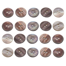 Guziki Ozdobne Masa Perłowa Naturalna, Płaski Okrągły, Czarny, 17x2mm, 20szt (13WB32696)