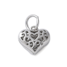 Srebro 925 Zawieszka Wisiorek Serce 3D, Platynowy, 9x9.5x3.5mm, 1szt (13WB32822)