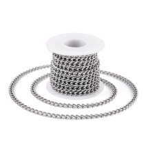 Łańcuszek Aluminiowy, Splot Curb, Nielutowane do Tworzenia Biżuterii, Platynowy, 7x5x1.5mm, 5m/szpula, (13WB33099)