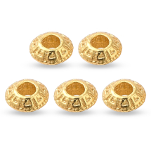 Srebro 925, Koraliki Okrągłe Płaskie, Matowe Złoto, 2.5x1mm, Otwór 0.8mm, 5szt (13WB33173)