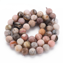 Koraliki Naturalny Różowy Opal, Okrągłe, Matowe, Rozmiar: 8-9mm, otw. 1mm, ok. 43szt/38cm/nic (13WB28976)