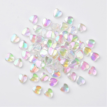 Koraliki Akrylowe, Przezroczyste, Tęczowy, Serce, 8x8x3mm, około 2600szt/500g (13WB32125)