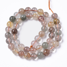 Koraliki Naturalny Kamień Rutylowy Kwarc Okrągłe, 8mm, Otwór 0.8mm, około 46szt/37cm/sznur (13WB26315)