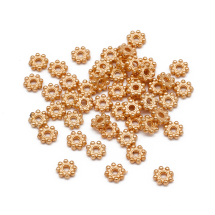 Koraliki Dystansowe, Przekładki, Kwiatek, Stop Biżuterii, Różowe Złoto, 5x1.5mm, 300szt (13WB32061)