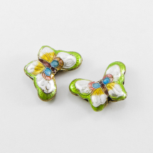 Koraliki Metalowe Cloisonne Mosiądz i Emalia 17х23х5mm Jasnozielony 1szt (14WB6174)