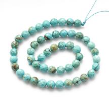 Koraliki Howlite Naturalny Kamień Okrągłe, Fasetowany, Turkusowy, 8mm, otwór 1mm, około 49szt/39cm (13WB11926)