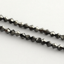 Koraliki Szklane Galwanizacja, Fasetowany Bicone, Czarny, 4x4.5mm, około 90szt/44cm/sznur (13WB32503)