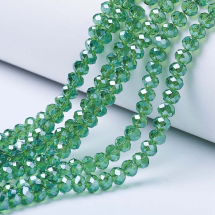 Koraliki Galwanizowane Szkło, Fasetowane, Rondelle, Zielony Lime, 4x3mm, 116szt/40cm/sznur, 10 sznurków (13WB33220)