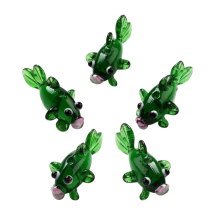 Koraliki Lampwork, Złota Rybka, Zielony, 25-35х15.5х16mm, 5szt, (13WB33402)