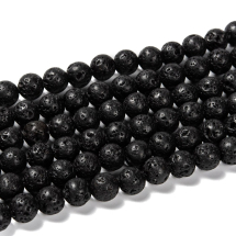 Koraliki Kamień Naturalny Lawa, Kula, Czarny, 8mm, 45szt/37cm/sznur, 20 sznurów (13WB33432)