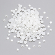 Kaboszony Perłowe, z Plastiku ABS, Półokrągłe, 7mm, Grubość 3.5mm, Białe, około 280szt/25g (13WB29481)