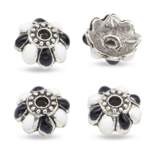 Nakładki na Koraliki Stop Metalowy i Emalia 9x4mm Kolor: Czarny 4szt/opakowanie (13WB16538)