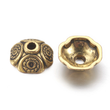 Nakładki na Koraliki Stop Metalowy 9x9x4mm Kolor: Antyczne Złoto 50szt/opakowanie (6WB698)