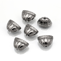 Stożek Nakładki na Koraliki Stop Metalowy 14х20х12mm Kolor: Stal Pistoletowa 6szt/opakowanie (13WB15645)