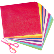 Zestaw Papieru do Origami z Brokatem, Mix, 25×25 cm, 50 Arkuszy + Nożyczki, (13WB33264)