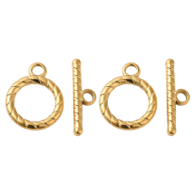Zapięcie Toggle, Stal Nierdzewna, Pozłacane 18K, 19х15x2mm, Pałąk 21х6x2mm, 2szt (13WB34994)