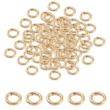 Кільця Одинарні Відкриті Сполучні Нержавіюча Сталь, Позолота 18К, 4х0.6мм, близько 500шт/упак, (13WB31783)