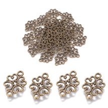 Zawieszka Łącznik Kwiatek Stop Metalu Brązowy 18x13x1mm 20szt (13WB34715)