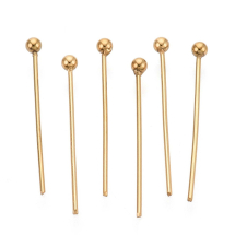 Szpilki z Kulką Jubilerskie, Stal Nierdzewna, Pozłacane 18K, 20x0.5mm, Kulka: 2mm, 100szt (13WB34985)