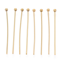 Szpilki z Kulką Jubilerskie, Stal Nierdzewna, Pozłacane 18K, 30x0.5mm, Kulka: 2mm, 100szt (13WB34989)