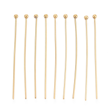 Szpilki z Kulką Jubilerskie, Stal Nierdzewna, Pozłacane 18K, 40x0.5mm, Kulka: 2mm, 100szt (13WB34990)