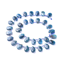 Koraliki Kamień Naturalny Apatyt, Kropla, Fasetowane, 12-13х8.5х3-4mm, 27szt/37.5cm/sznur (13WB33448)