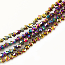 Koraliki Galwanizowane Szkło, Bicone, Multikolor, 4x4.5mm, 1mm, 80szt/30cm/sznur, 10 sznurków (13WB33467)