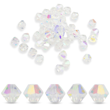 Koraliki Austriacki Kryształ Klasa ААА Bicone Szklo Crystal AB 4x4mm 50szt (13WB33312)