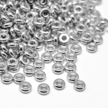 Koraliki Dystansowe, Przekładki, Mosiężne, Płaskie Okrągłe, Platynowy, 4x1.5mm, 50szt (13WB33486)