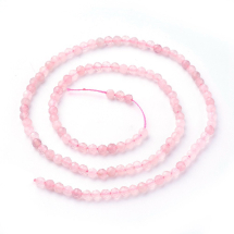 Koraliki Kamień Naturalny Różowy Kwarc, Kulki Fasetowane, 3-3.5mm, 110szt/35cm/sznur (13WB34199)