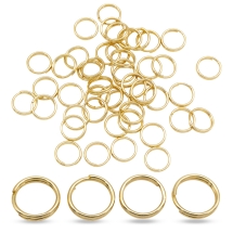 Кільця Подвійні Нержавіюча Сталь, Покриття Золото 18К, 8х1.3мм, Внутрішній Діаметр 6.5мм, (13WB31864)