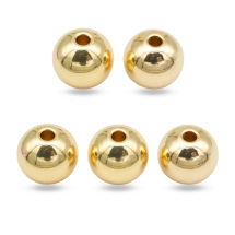 Koraliki Eko Mosiądz, Okrągłe, Złoto, 8mm, Otwór: 2mm, 5 szt (13WB31918)