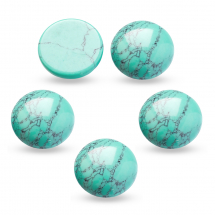 Kaboszony, Syntetyczny Turkus, Okrągłe, Turkusowy, 16x6mm, 5szt (13WB31955)