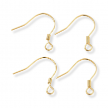 Srebro 925 Hak Bigle, Baza do Kolczyków, Pozłacany 18K, 15.5x15.4mm, Pin 0.6mm, 2pary (13WB31985)