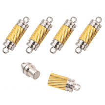 Застібка Магнітна Латунная Колонка з Кільцями, Платина, 18x5мм, Отвір 1мм, (13WB32094)