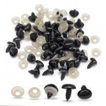 Noski Bezpieczne z Zatyczkami do Zabawek, Plastik, Czarne, 12x15mm, Kołek 5-6 mm, 50 szt (13WB31422)